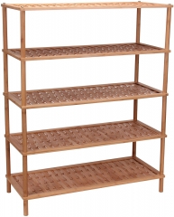 Household Essentials 5-Tier Bamboo Shoe Rack, Basket weave